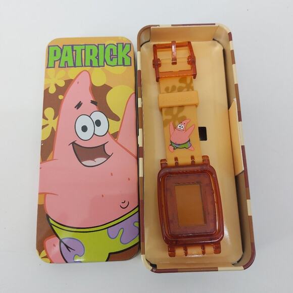 Vintage SpongeBob SquarePants Movie Patrick 2004 Viacom Cartoon Watch &Tin - Picture 1 of 10